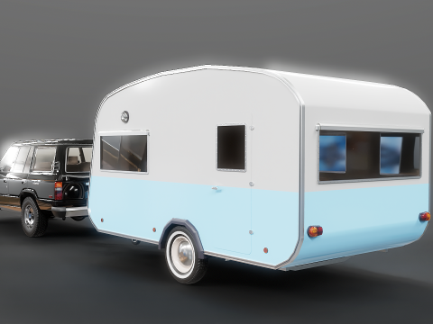 Toyota Land Cruiser J60 e roulotte da campeggio classica Modello 3D