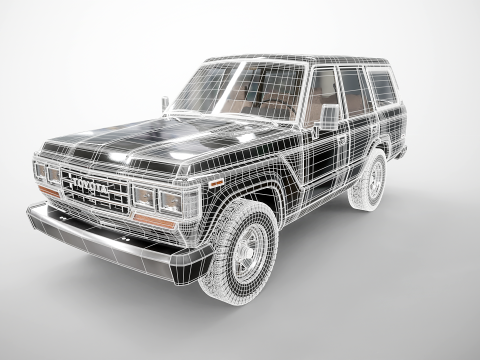 Toyota Land Cruiser J60 e roulotte da campeggio classica Modello 3D