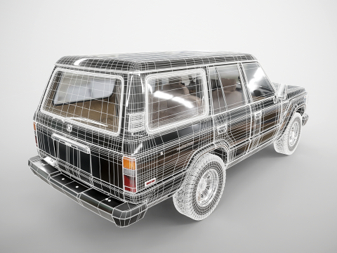 Toyota Land Cruiser J60 e roulotte da campeggio classica Modello 3D