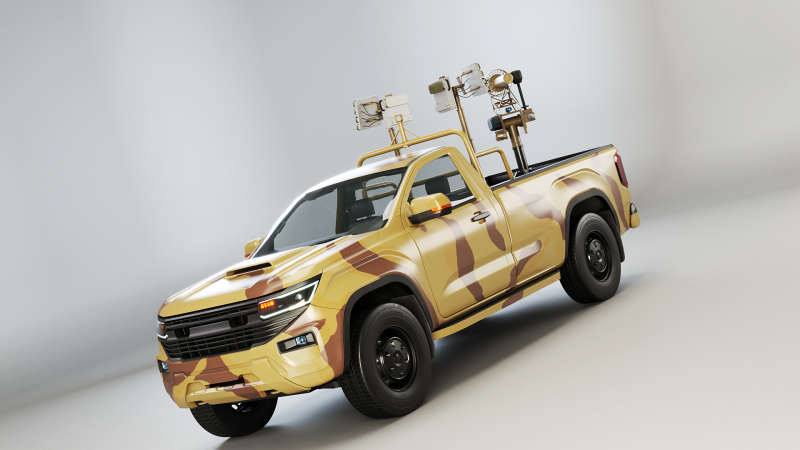 Camioncino anti-drone Sand Camo Modello 3D .c4d .max .obj .3ds .fbx .stl .blend