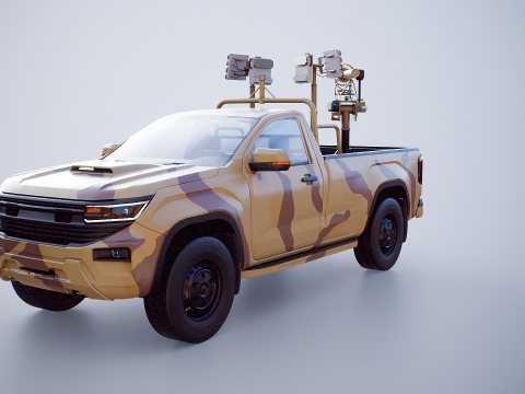 Camioncino anti-drone Sand Camo Modello 3D