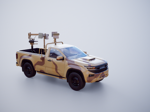 Camioncino anti-drone Sand Camo Modello 3D