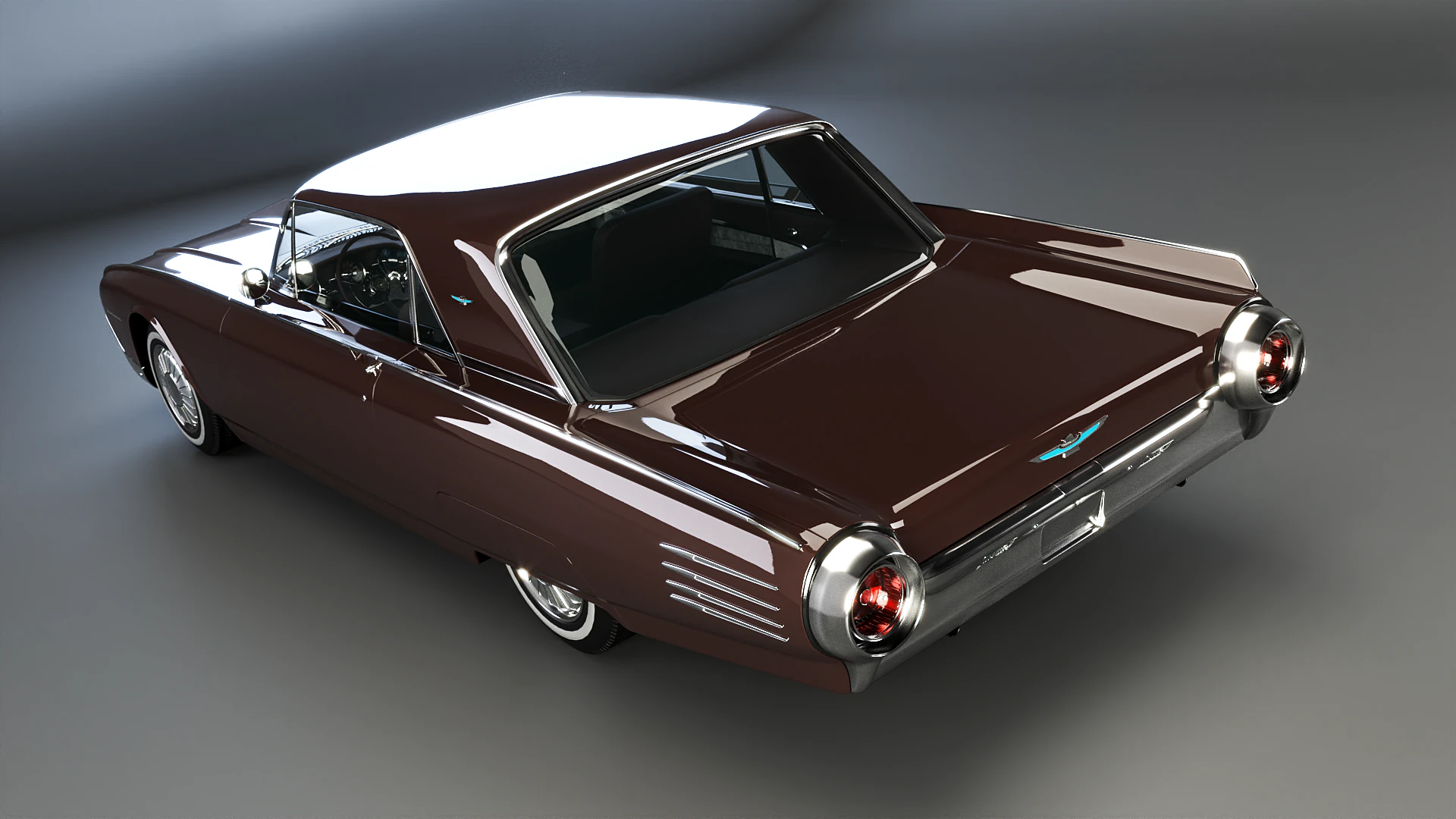 Thunderbird 1961 Convertible Hardtop 3D Model .c4d .max .obj .3ds .fbx .stl .blend