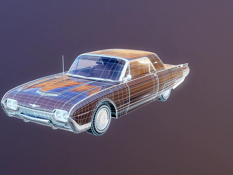 Thunderbird 1961 Convertible Hardtop 3D Model