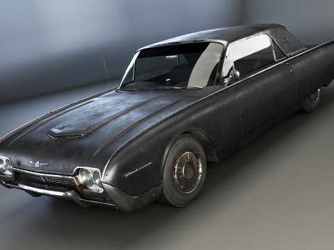 Thunderbird 1961 Convertible Hardtop Aged 3D Model