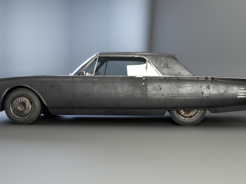 Thunderbird 1961 convers&iacute;vel com capota r&iacute;gida envelhecida Modelo 3D