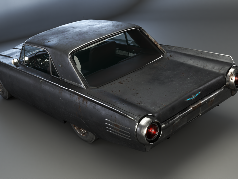 Thunderbird 1961 convers&iacute;vel com capota r&iacute;gida envelhecida Modelo 3D