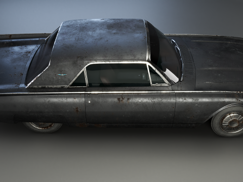 Thunderbird 1961 convers&iacute;vel com capota r&iacute;gida envelhecida Modelo 3D