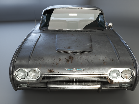 Thunderbird 1961 convers&iacute;vel com capota r&iacute;gida envelhecida Modelo 3D