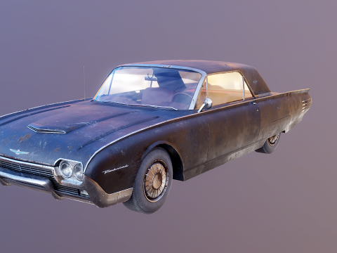 Thunderbird 1961 convers&iacute;vel com capota r&iacute;gida envelhecida Modelo 3D