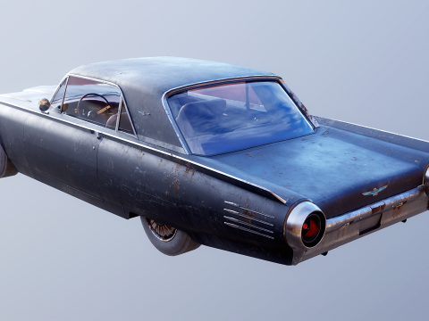 Thunderbird 1961 convers&iacute;vel com capota r&iacute;gida envelhecida Modelo 3D