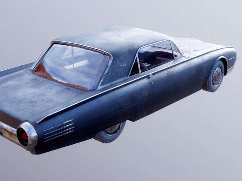 Thunderbird 1961 convers&iacute;vel com capota r&iacute;gida envelhecida Modelo 3D