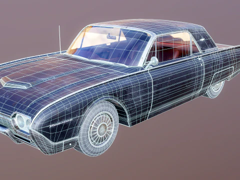 Hardtop Konvertibel Thunderbird 1961 Berumur Model 3D