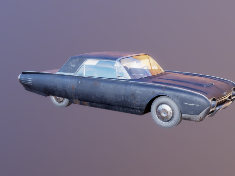 Thunderbird 1961 convers&iacute;vel com capota r&iacute;gida envelhecida Modelo 3D