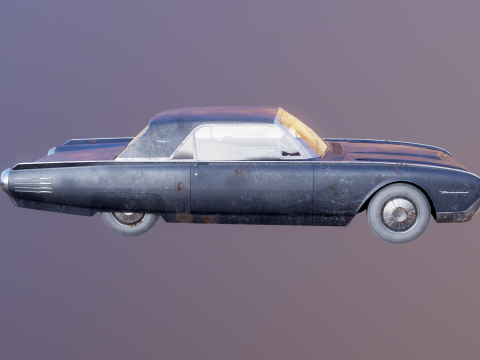 Thunderbird 1961 convers&iacute;vel com capota r&iacute;gida envelhecida Modelo 3D