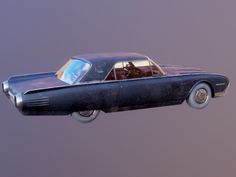 Thunderbird 1961 convers&iacute;vel com capota r&iacute;gida envelhecida Modelo 3D