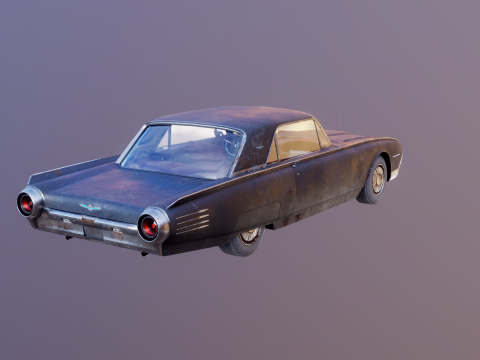 Thunderbird 1961 convers&iacute;vel com capota r&iacute;gida envelhecida Modelo 3D