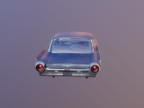 Thunderbird 1961 convers&iacute;vel com capota r&iacute;gida envelhecida Modelo 3D