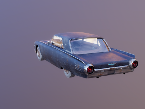 Thunderbird 1961 convers&iacute;vel com capota r&iacute;gida envelhecida Modelo 3D