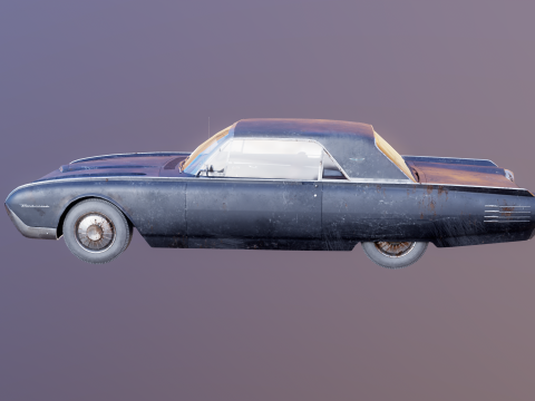 Thunderbird 1961 convers&iacute;vel com capota r&iacute;gida envelhecida Modelo 3D