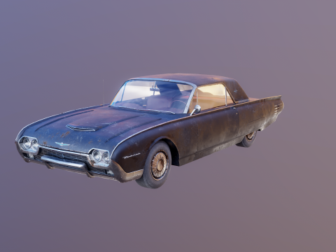 Thunderbird 1961 convers&iacute;vel com capota r&iacute;gida envelhecida Modelo 3D