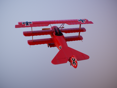 फोककर DR1 रेड बैरन 3D मॉडल