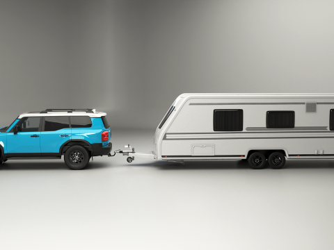 Toyota Land Cruiser 250 et Camping Caravane Modèle 3D