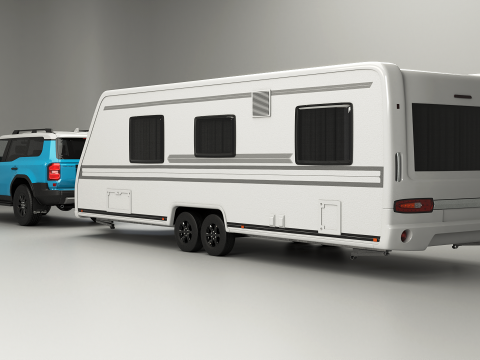 Toyota Land Cruiser 250 et Camping Caravane Modèle 3D