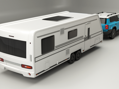 Toyota Land Cruiser 250 et Camping Caravane Modèle 3D