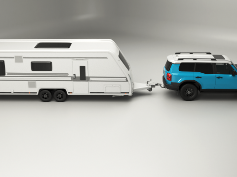 Toyota Land Cruiser 250 et Camping Caravane Modèle 3D