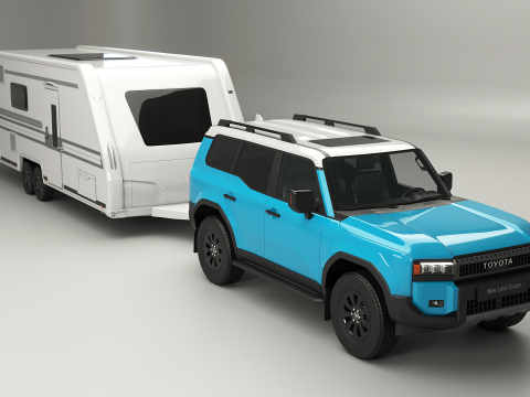 Toyota Land Cruiser 250 et Camping Caravane Modèle 3D