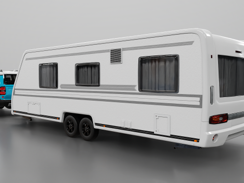 Toyota Land Cruiser 250 et Camping Caravane Modèle 3D