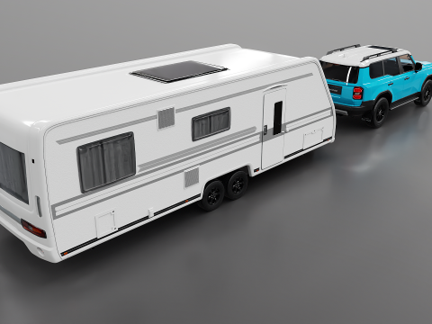 Toyota Land Cruiser 250 et Camping Caravane Modèle 3D