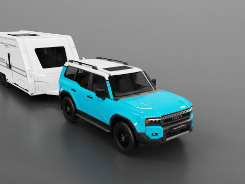 Toyota Land Cruiser 250 et Camping Caravane Modèle 3D
