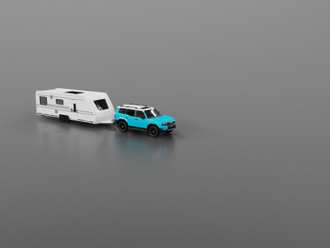 Toyota Land Cruiser 250 et Camping Caravane Modèle 3D