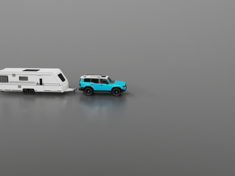 Toyota Land Cruiser 250 et Camping Caravane Modèle 3D