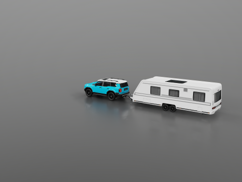 Toyota Land Cruiser 250 et Camping Caravane Modèle 3D