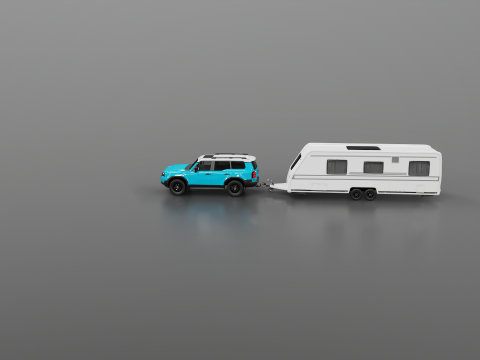 Toyota Land Cruiser 250 et Camping Caravane Modèle 3D