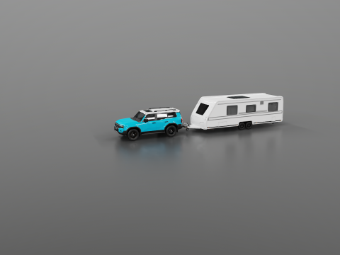 Toyota Land Cruiser 250 et Camping Caravane Modèle 3D