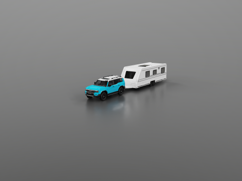 Toyota Land Cruiser 250 et Camping Caravane Modèle 3D