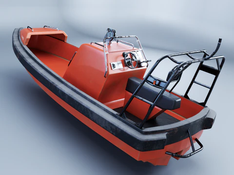 Fast Motor Lifeboat Aged 3D Model