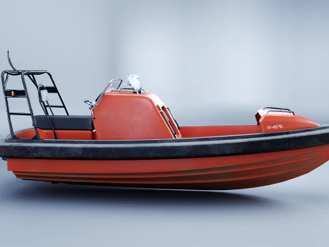 Fast Motor Lifeboat Aged 3D Model