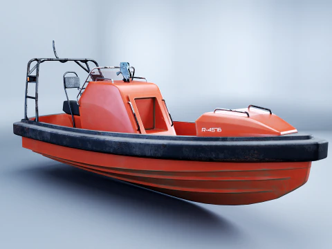 Fast Motor Lifeboat Aged 3D Model