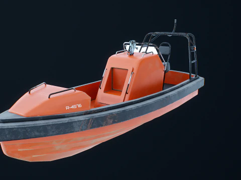 Fast Motor Lifeboat Aged 3D Model