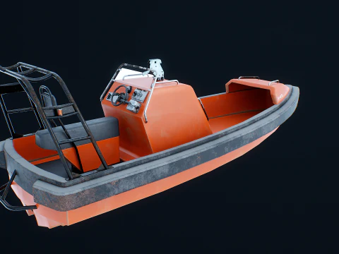 Fast Motor Lifeboat Aged 3D Model