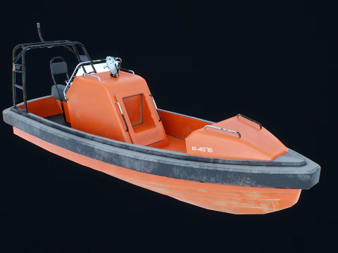 Fast Motor Lifeboat Aged 3D Model