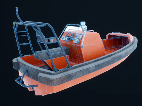 Fast Motor Lifeboat Aged 3D Model