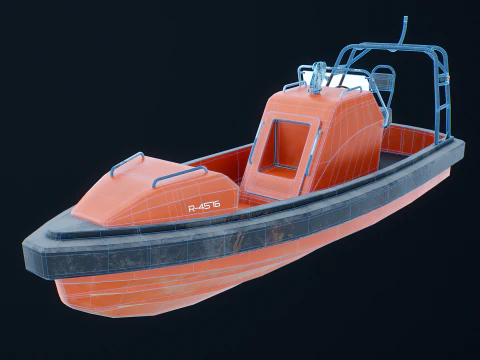 Fast Motor Lifeboat Aged 3D Model