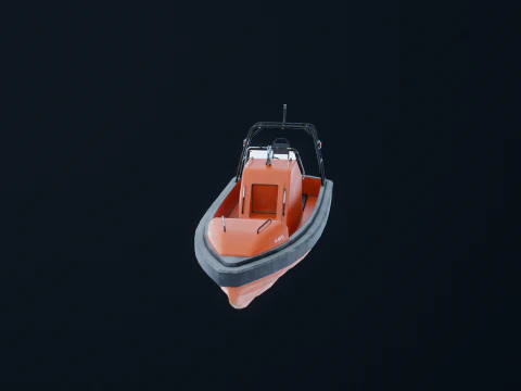 Fast Motor Lifeboat Aged 3D Model