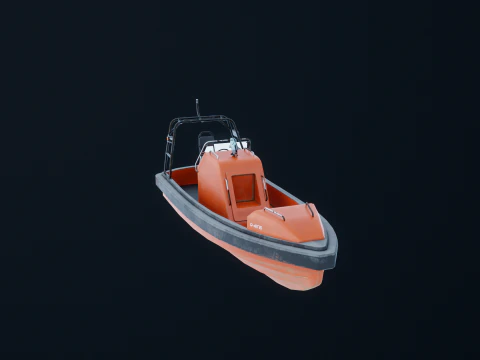 Fast Motor Lifeboat Aged 3D Model